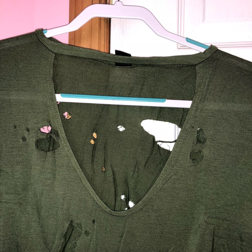 Distressed Ripped Cut Out Tee - Picture 6 of 7